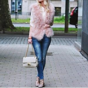 Ladies Pink Faux Fur Vest